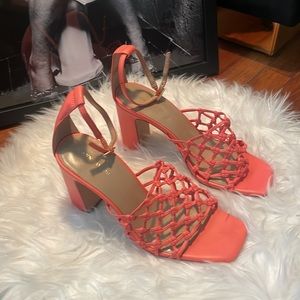 Coral Ann Taylor caged open toe boxed heel sz 6.5